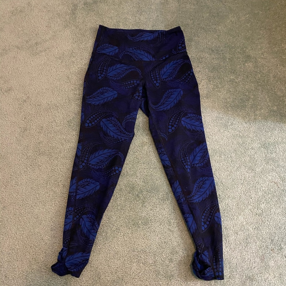Blue Patterned Workout Leggings